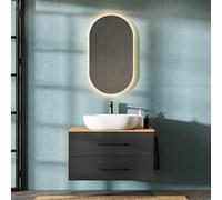 Planetmöbel mobili da bagno sospesi con lavabo, LUX 90 cm, nei colori rovere oro/antracite