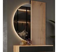 Planetmöbel NIVORA - Specchio semicircolare con illuminazione | Luce a LED, specchio decorativo da parete con funzione dimmerabile, luce bianca neutra 4200 K, 50 x 100 cm