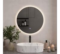 Planetmöbel NOVA Specchio da bagno con illuminazione circolare 60x60 Specchio da bagno Specchio con interruttore touch a intensità variabile, 2 livelli di illuminazione, specchio senza cornice
