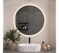Planetmöbel NOVA Specchio da bagno con illuminazione circolare 80x80 Specchio da bagno con interruttore touch a intensità variabile, 2 livelli di illuminazione, specchio senza cornice