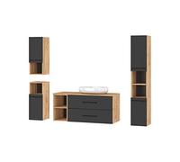 Planetmöbel Set da Bagno LUX 120 cm Oro/Antracite - SENZA Lavabo con Mobile Alto e 2x Mobile Midi