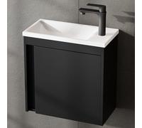 Planetmöbel Set di mobili da bagno, 2 pezzi, lavabo con mobiletto, 50 x 48,3 x 24,8 cm, nero opaco, mobiletto per lavabo con inserto bianco