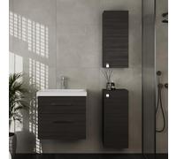 Planetmöbel Set di mobili da bagno lavabo con mobiletto 63 x 60 x 36,5 cm, con 2X armadi midi, mobile lavabo moderno per bagno e WC ospiti, antracite