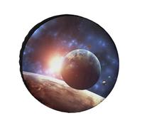 Planets in Space Background - Copertura per pneumatici di ricambio resistente agli agenti atmosferici, diametro pneumatici da 24 a 36 pollici, protezioni universali per ruote impermeabili per