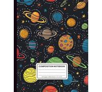 Planets & Stars Composition Notebook - Wide Ruled, 7.5 x 9.25 Inches, 120 Pages, Soft Matte Cover: Writing, School, or Journaling
