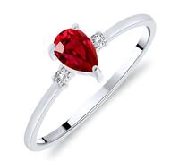 Planetys - Anello solitario da donna in oro bianco 375/1000 con rubini naturali e diamanti, 16, Metallo, Rubino