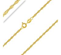 PLANETYS - Catenina per Bambini Argento Sterling 925 Placcato Oro 18K Modello Singapore Larghezza: 1.4 mm Lunghezza: 34 cm