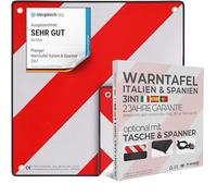 PLANGER Cartello carichi sporgenti omologato 2in1 - Italia e Spagna - Pannello retroriflettente carico sporgente 50x50 cm per Carrello Auto rimorchio, portabici, Camper, roulotte e Caravan