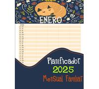 Planificador Mensual Familiar 2025: Calendario Agenda para una familia de cinco durante 12 meses Enero a Diciembre, tamaño A4