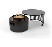 Planika - Moon 2 in 1 Tavolino da caffè con focolare esterno - Camino da esterno per giardino, terrazza, per riscaldare e gustare il caffè, design robusto del tavolo, facile da usare, con copertura