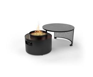 Planika - Moon 2 in 1 Tavolino da caffè con focolare esterno - Camino da esterno per giardino, terrazza, per riscaldare e gustare il caffè, design robusto del tavolo, facile da usare, con copertura