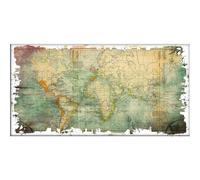 Planisfero stampa su pannello in legno rettangolare 36x25x2 cm - peso kg 1,8 dipinto a mano con fondo materico con colori naturali e decori in foglia di Argento