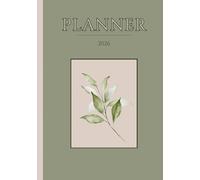 Planner 2026: Elegant Green and Pink leaf Design 7x10 Yearly Diary with Monthly Calendar Weekly Plan Meal Planning Notes and Reflection Pages Beautiful Gift for Teacher Women student Teen