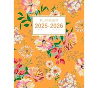 Planner April 2025-2026 March: 8x10 Weekly and Monthly Organizer Large | Painted Colorful Floral Design Orange