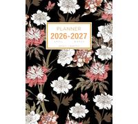Planner April 2026-2027 March: A5 Weekly and Monthly Notebook Organizer | Cute Vintage Flower Design Black
