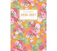 Planner April 2026-2027 March: A5 Weekly and Monthly Notebook Organizer | Hand-Drawn Cherry Blossom Flower Design Orange