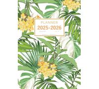 Planner August 2025-2026 July: A4 Weekly and Monthly Organizer | Summer Tropical Floral Design White