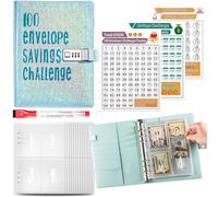 Planner budget con buste in contanti, Cartella delle sfide da 100 buste - Libro delle sfide riutilizzabile a lunga durata con serratura,Pianificatore di budget portatile per contanti