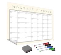 Planner da parete adesivo e riutilizzabile calendario mensile A3, Wall-TAC, rimovibile riposizionabile, lavagna autoadesiva organizer per casa, scuola ufficio (panna, A3)(lingua italiana non garantita