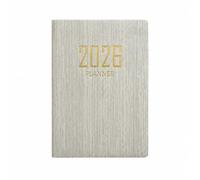 Planner Giornaliero Portatile Compatta, Beige | Agenda Tascabile con Copertina in pelle sintetica, Elegante, Agenda con Copertina in pelle sintetica, per Quotidiano, Viaggi