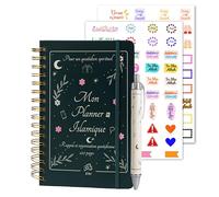 Planner islamico A5, regalo musulmano per donna, diario giornaliero di 220 pagine con adesivi, preghiere, douas, corano e 40 rabbana.