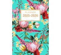 Planner July 2025-2026 June: 6x9 Weekly and Monthly Organizer | Exotic Tropical Flower Design Turquoise