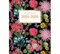 Planner July 2025-2026 June: 8.5 x 11 Weekly and Monthly Organizer | Vintage Botanical Garden Design Black