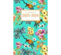 Planner June 2025-2026 May: 5x8 Weekly and Monthly Organizer Small | Colorful Flower Bird Design Turquoise