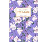 Planner June 2025-2026 May: 6x9 Weekly and Monthly Organizer | Realistic Magnolia Flower Design Blue-Violet