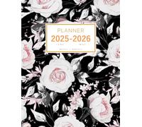 Planner June 2025-2026 May: 8.5 x 11 Weekly and Monthly Organizer | Beautiful Drawing Rose Flower Design Black