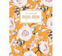 Planner June 2025-2026 May: 8.5 x 11 Weekly and Monthly Organizer | Beautiful Drawing Rose Flower Design Orange
