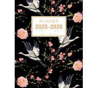 Planner June 2025-2026 May: 8.5 x 11 Weekly and Monthly Organizer | Traditional Japanese Bird Flower Design Black
