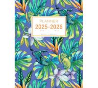 Planner June 2025-2026 May: 8.5 x 11 Weekly and Monthly Organizer | Veiled Chameleon Bird Forest Design Blue