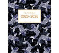 Planner June 2025-2026 May: 8x10 Weekly and Monthly Organizer Large | Japanese Style Carp Fish Design Black