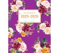 Planner June 2025-2026 May: 8x10 Weekly and Monthly Organizer Large | Watercolor Flower Arrangement Design Purple