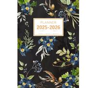 Planner June 2025-2026 May: A4 Large Notebook Organizer with Hourly Time Slots | Marble Oak Floral Design Black