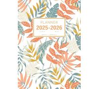Planner June 2025-2026 May: A4 Weekly and Monthly Organizer | Tropical Plant Leaf Design White