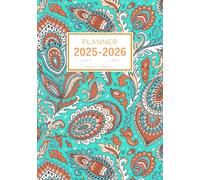 Planner June 2025-2026 May: A5 Weekly and Monthly Organizer | Fantasy Paisley Mandala Design Turquoise