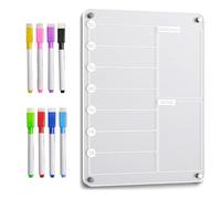 Planner magnetico acrilico, calendario settimanale per con bordo cancellabile, riutilizzabile per pianificazione, lista della spesa e monitoraggio degli alimenti