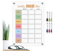 Planner magnetico per menù - Organizzatore per pasti per lavagna bianca, set con sei pennarelli, blocco per lista della spesa riutilizzabile | frigorifero, cucina, lounge, display per la