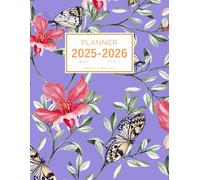 Planner May 2025-2026 April: 8.5 x 11 Weekly and Monthly Organizer | Realistic Butterfly Flower Design Blue-Violet