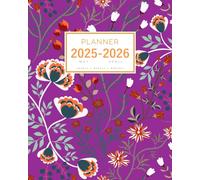 Planner May 2025-2026 April: 8 x 10 Large Notebook Organizer with Hourly Time Slots | Botanical Wild Flower Design Purple