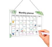 Planner Mensile da Appendere, Lavagnetta Cancellabile in Acrilico, Planner Settimanale da Muro, Planning Settimanale con Cordino in Nylon, Lavagna Cancellabile per Ufficio Cucina(30×20cm,Trasparente)