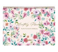 Planner mensile dal lunedì alla domenica - Monthly Planner senza data (perpetuo), misura grande, 31,5 x 23 cm, chiusura ad anelli doppio filo, organizzatore in spagnolo e inglese - Takenote Elba