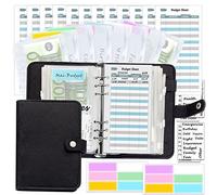 Planner per budget A6 in feltro di lana nero, raccoglitore per denaro con kit di accessori per budget, dimensioni personali-Harphia