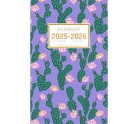 Planner September 2025-2026 August: 5x8 Weekly and Monthly Organizer Small | Hand-Drawn Cactus Design Blue-Violet