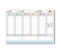 Planner Settimanale A4 21x29,7 cm 50 Fogli | Multilingua IT EN DE FR ES con Righello Incollato in Basso Antiorecchie To Do List Appuntamenti Meteo Idratazione Note Colorato Perpetuo