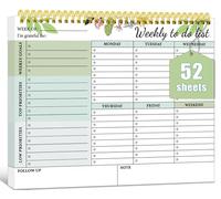 Planner Settimanale, Blocco Note Settimanale non Datato 52 Fogli, A4 Agenda da Tavolo delle Cose da Fare Rilegato a Spirale per il Lavoro e la Vita Privata, per Organizzare i Compiti Quotidiani