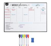 Planner Settimanale Lavagna Magnetica 40x30cm, Lavagnette Cancellabili Magneti Frigo To Do List Planner, Riutilizzabile Lavagna Bianca con 6 Pennarelli e Cancellino