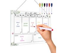 Planner settimanale: tavolo memorandum pendenti, calendario settimanale acrilico, piastra in acrilico | calendario cancellabile e con corda e gancio | include 6 pennarelli colorati Pa